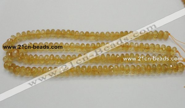 CCR09 15.5 inches 6*10mm faceted rondelle natural citrine gemstone beads