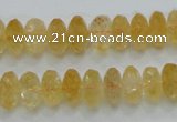 CCR10 15.5 inches 6*12mm faceted rondelle natural citrine gemstone beads
