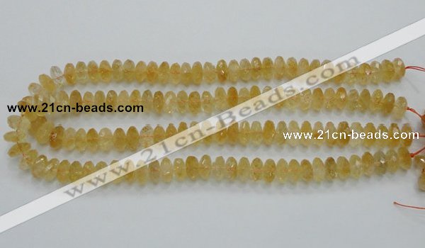 CCR10 15.5 inches 6*12mm faceted rondelle natural citrine gemstone beads