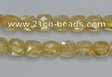 CCR14 15.5 inches 8*8mm faceted square natural citrine gemstone beads