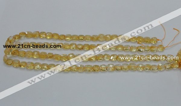 CCR14 15.5 inches 8*8mm faceted square natural citrine gemstone beads