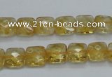 CCR15 15.5 inches 10*10mm faceted square natural citrine gemstone beads