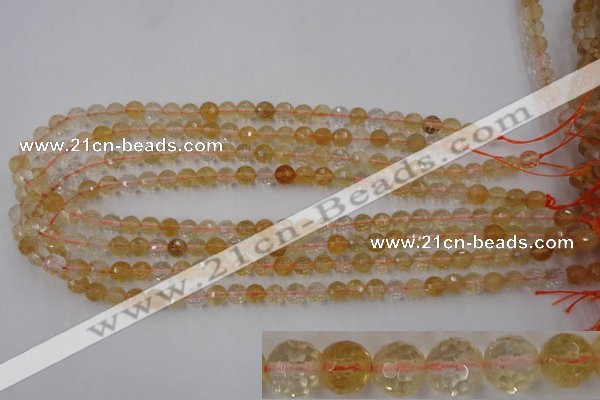 CCR152 15.5 inches 7mm faceted round natural citrine gemstone beads