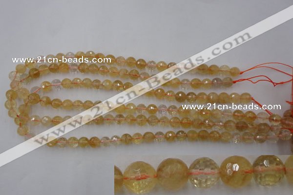 CCR153 15.5 inches 8mm faceted round natural citrine gemstone beads