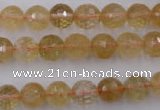 CCR154 15.5 inches 9mm faceted round natural citrine gemstone beads