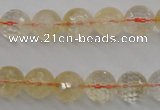 CCR155 15.5 inches 10mm faceted round natural citrine beads