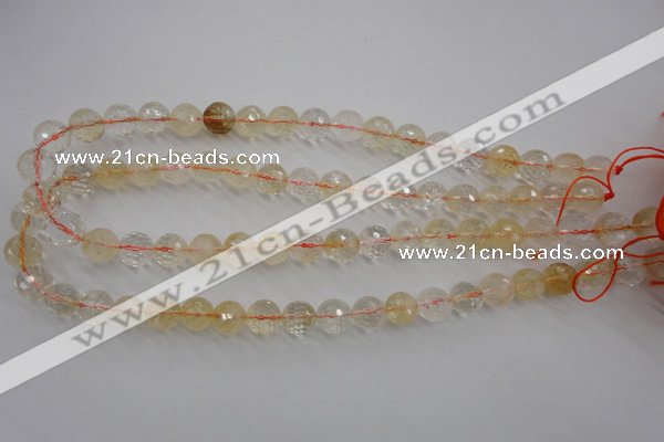 CCR155 15.5 inches 10mm faceted round natural citrine beads