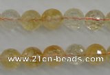 CCR156 15.5 inches 11mm faceted round natural citrine beads