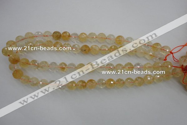 CCR156 15.5 inches 11mm faceted round natural citrine beads