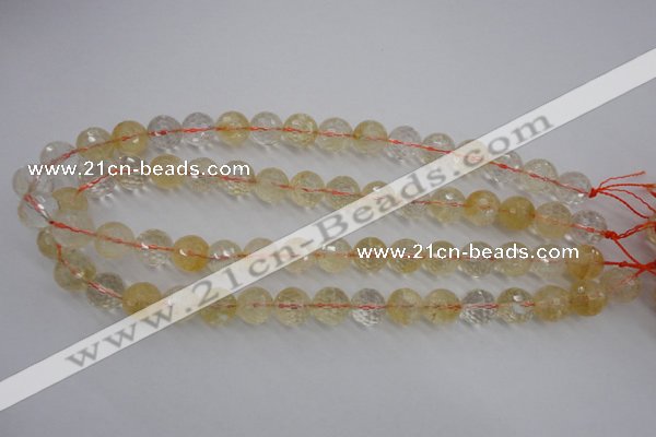 CCR157 15.5 inches 12mm faceted round natural citrine beads