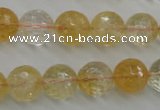 CCR158 15.5 inches 13mm faceted round natural citrine beads