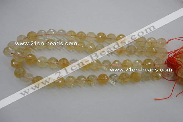 CCR158 15.5 inches 13mm faceted round natural citrine beads