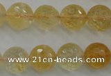 CCR159 15.5 inches 14mm faceted round natural citrine beads