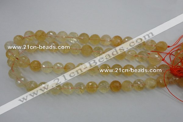 CCR159 15.5 inches 14mm faceted round natural citrine beads