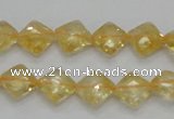 CCR16 15.5 inches 10*10mm faceted diamond natural citrine gemstone beads