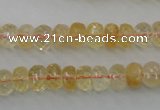 CCR161 15.5 inches 5*8mm faceted rondelle natural citrine beads