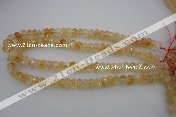 CCR163 15.5 inches 7*12mm faceted rondelle natural citrine beads