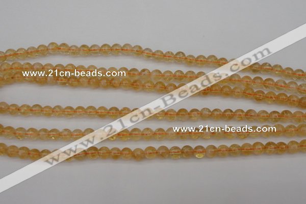 CCR165 15.5 inches 6mm round natural citrine beads wholesale