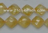 CCR17 15.5 inches 12*12mm faceted diamond natural citrine gemstone beads