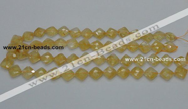 CCR17 15.5 inches 12*12mm faceted diamond natural citrine gemstone beads