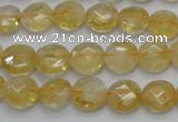 CCR18 15.5 inches 10mm faceted flat round natural citrine gemstone beads