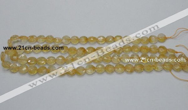 CCR18 15.5 inches 10mm faceted flat round natural citrine gemstone beads