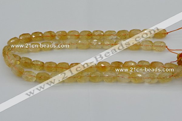 CCR180 15.5 inches 11*14mm faceted drum citrine gemstone beads