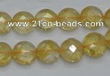 CCR19 15.5 inches 12mm faceted flat round natural citrine gemstone beads