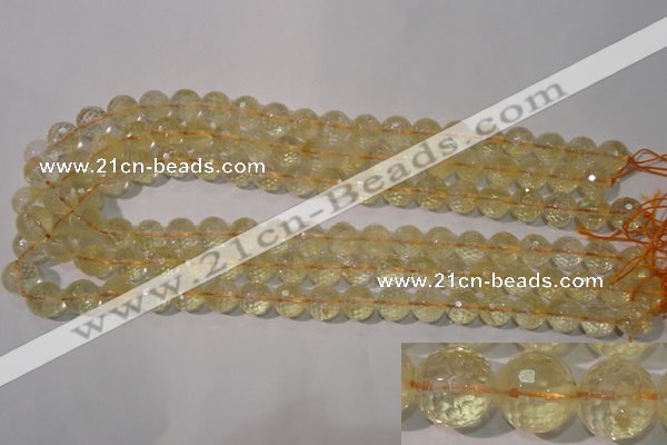 CCR203 15.5 inches 10mm faceted round natural citrine gemstone beads