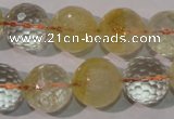 CCR206 15.5 inches 15mm faceted round natural citrine gemstone beads