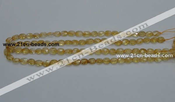 CCR21 15.5 inches 6*7mm faceted oval natural citrine gemstone beads