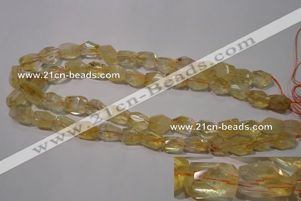 CCR214 15.5 inches 12*14mm faceted nuggets natural citrine beads