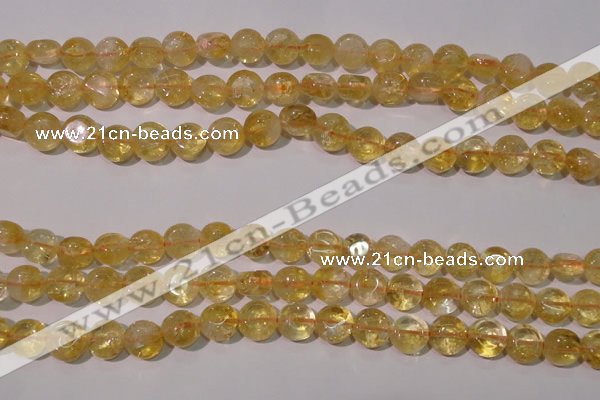 CCR230 15.5 inches 8mm flat round natural citrine gemstone beads