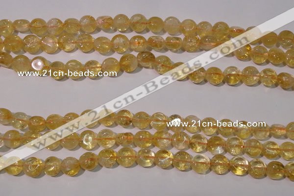 CCR231 15.5 inches 10mm flat round natural citrine gemstone beads