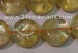 CCR233 15.5 inches 14mm flat round natural citrine gemstone beads