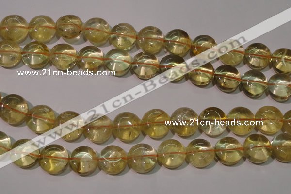 CCR233 15.5 inches 14mm flat round natural citrine gemstone beads