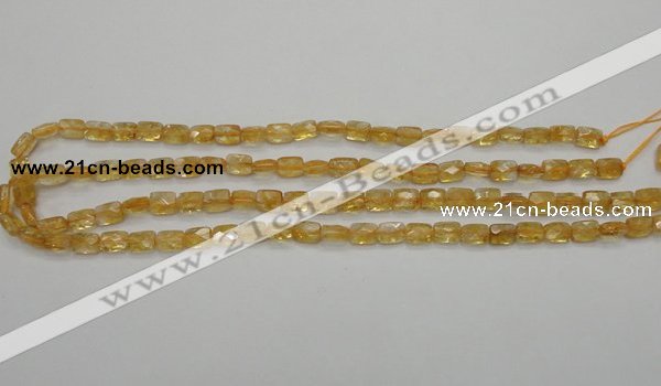 CCR26 15.5 inches 6*7mm faceted rectangle natural citrine beads