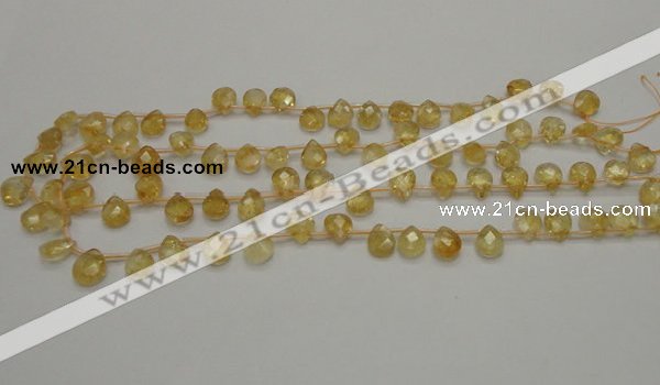 CCR31 15.5 inches 8*10mm faceted briolette natural citrine beads