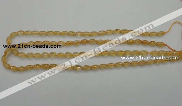 CCR32 15.5 inches 6*8mm faceted rice natural citrine gemstone beads