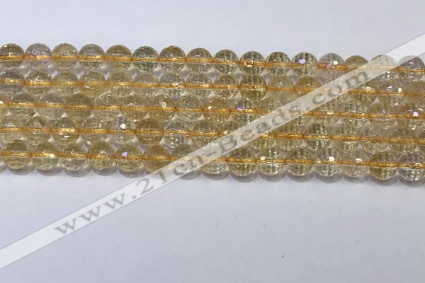 CCR338 15.5 inches 6mmm faceted round citrine gemstone beads