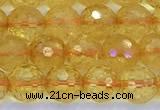 CCR385 15 inches 6mm faceted round citrine beads wholesale