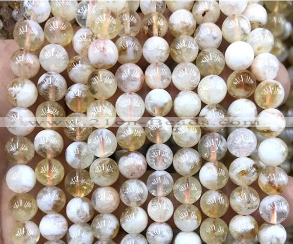 CCR433 15 inches 8mm round citrine beads wholesale