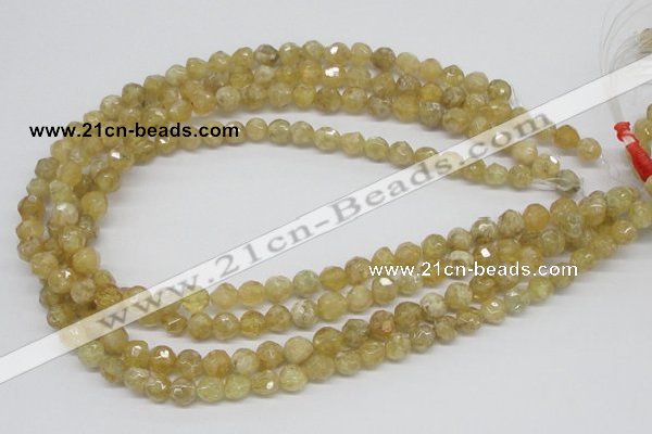 CCR83 15.5 inches 8mm faceted round citrine gemstone beads wholesale