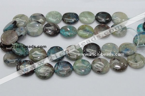 CCS06 15.5 inches 25mm flat round natural chrysocolla gemstone beads