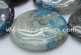 CCS08 15.5 inches 35mm flat round natural chrysocolla gemstone beads