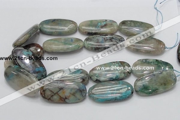 CCS12 15.5 inches 25*50mm oval natural chrysocolla gemstone beads