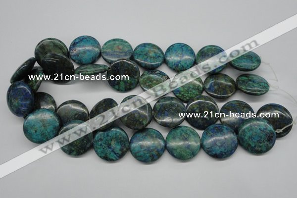 CCS162 15.5 inches 25mm flat round dyed chrysocolla gemstone beads