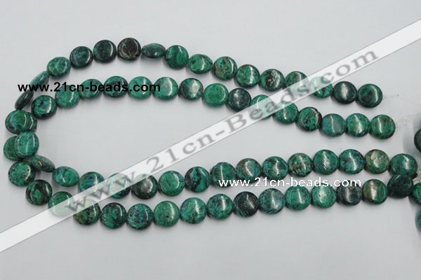 CCS212 15.5 inches 12mm flat round natural Chinese chrysocolla beads
