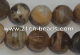 CCS314 15.5 inches 14mm faceted round natural sunstone beads