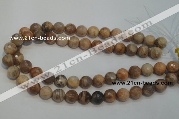 CCS314 15.5 inches 14mm faceted round natural sunstone beads